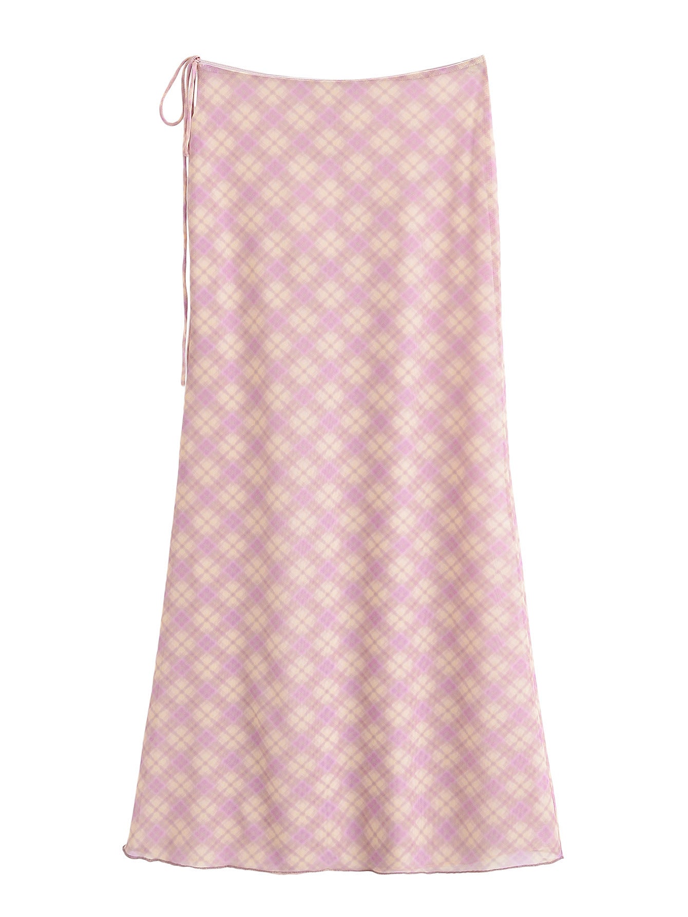 V-neck semi transparent top+silk mesh skirt set for women