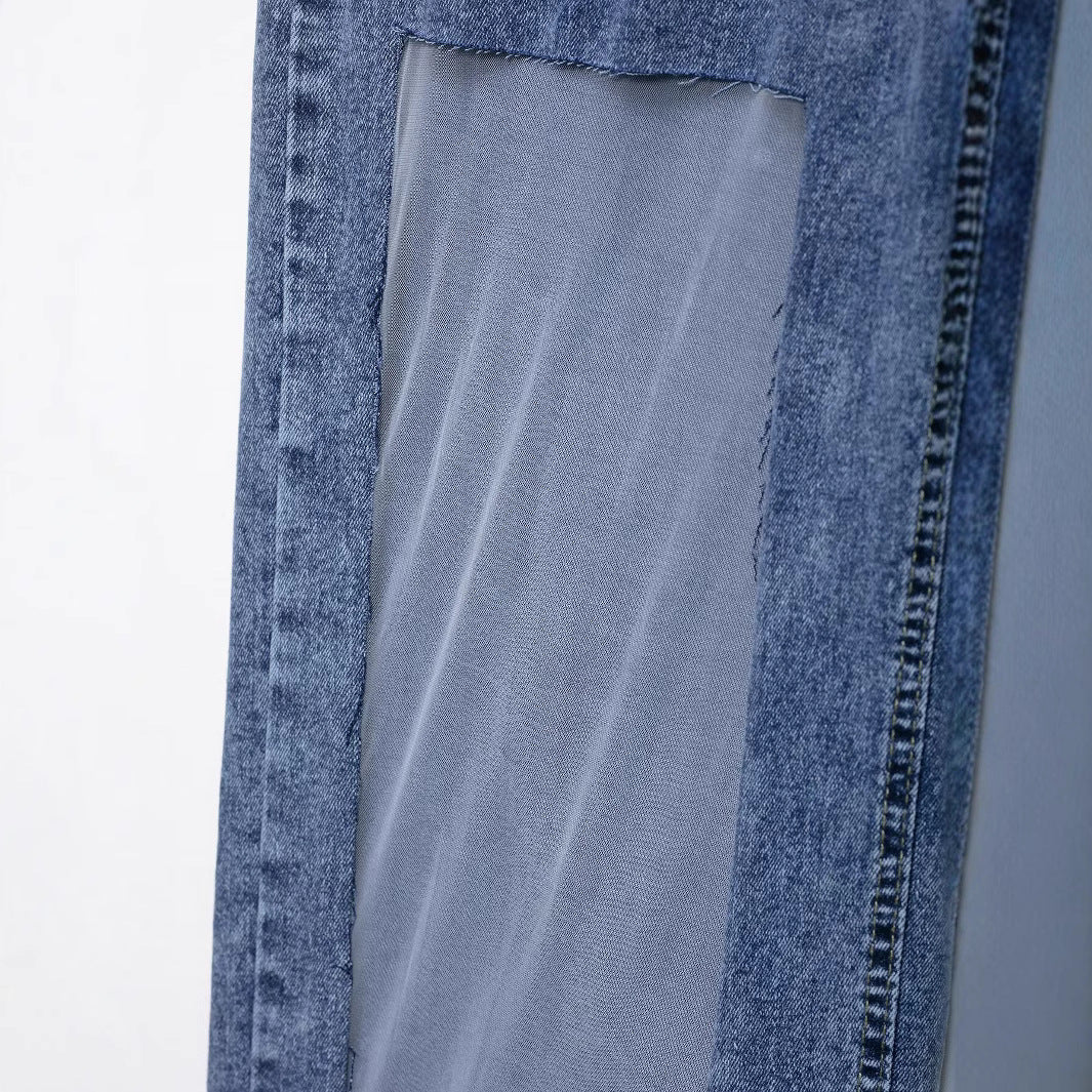 European and American style casual straight leg denim pants for women