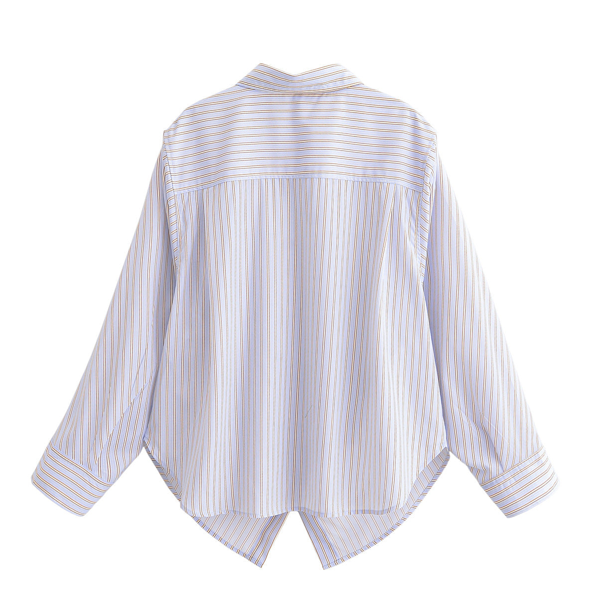 Loose silk striped shirt+short skirt set for women