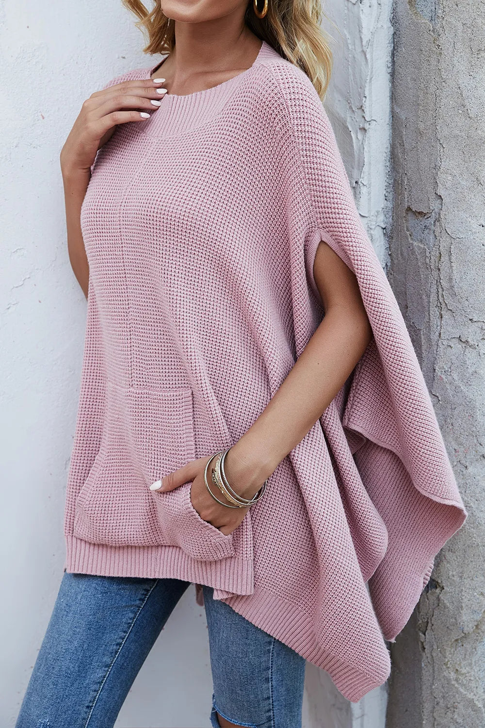 Solid color casual style plus size women's knitted sweater