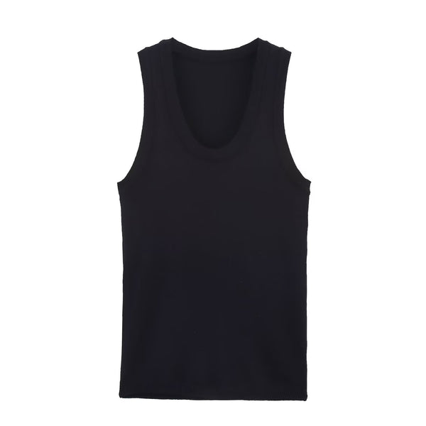 Fashionable slim fit U-neck flat needle basic knitted sweater top for women
