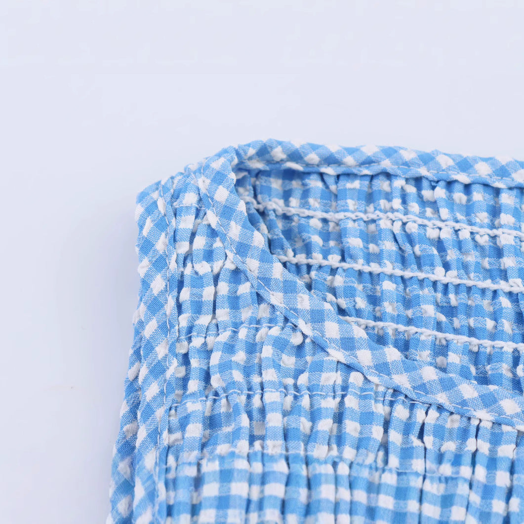 Plaid sleeveless mid length dress for women