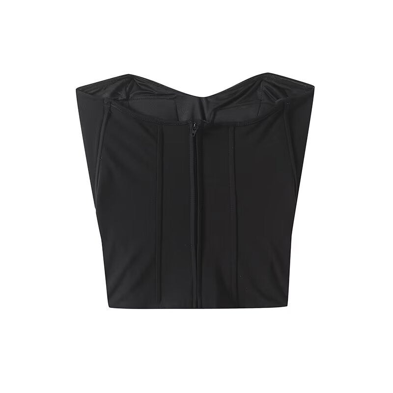 Fish bone backless strapless vest with camisole top for women