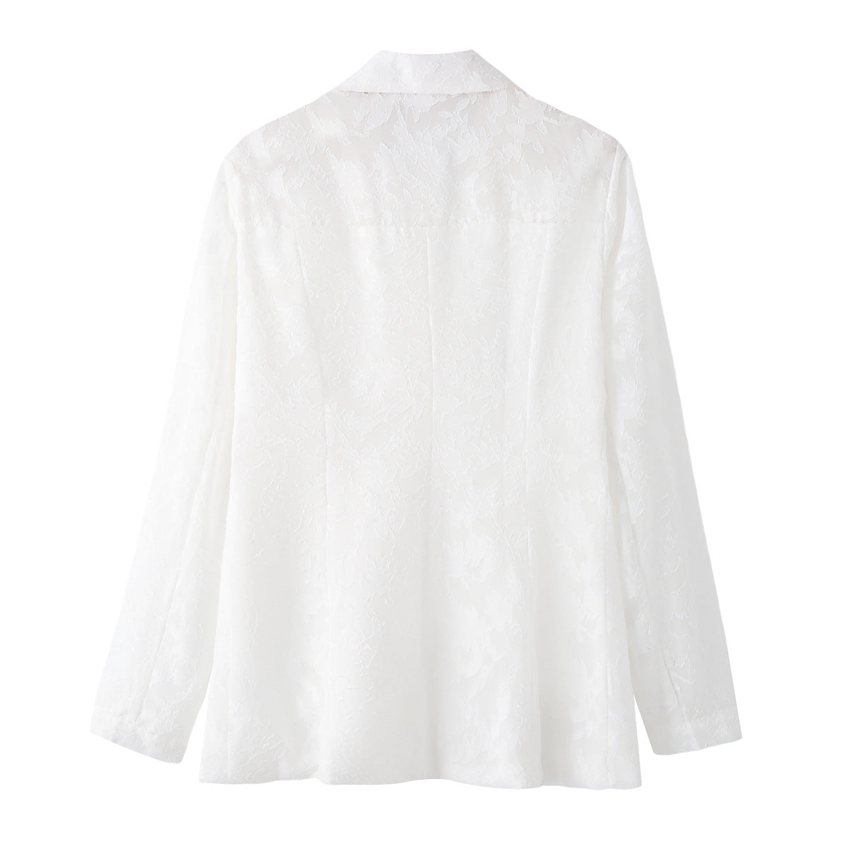 Women's European and American style lapel long sleeved double breasted semi transparent chiffon suit