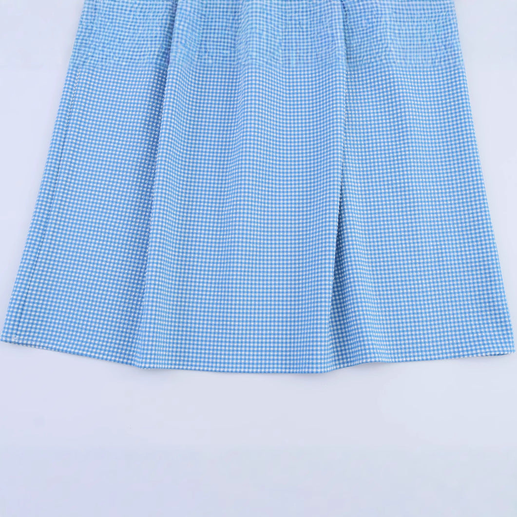 Plaid sleeveless mid length dress for women