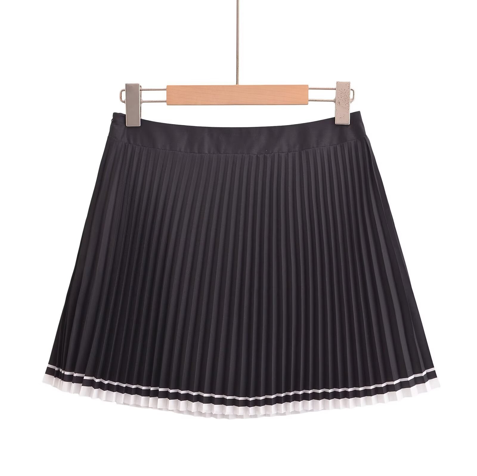 European and American style pleated color matching fashion mini skirt for women