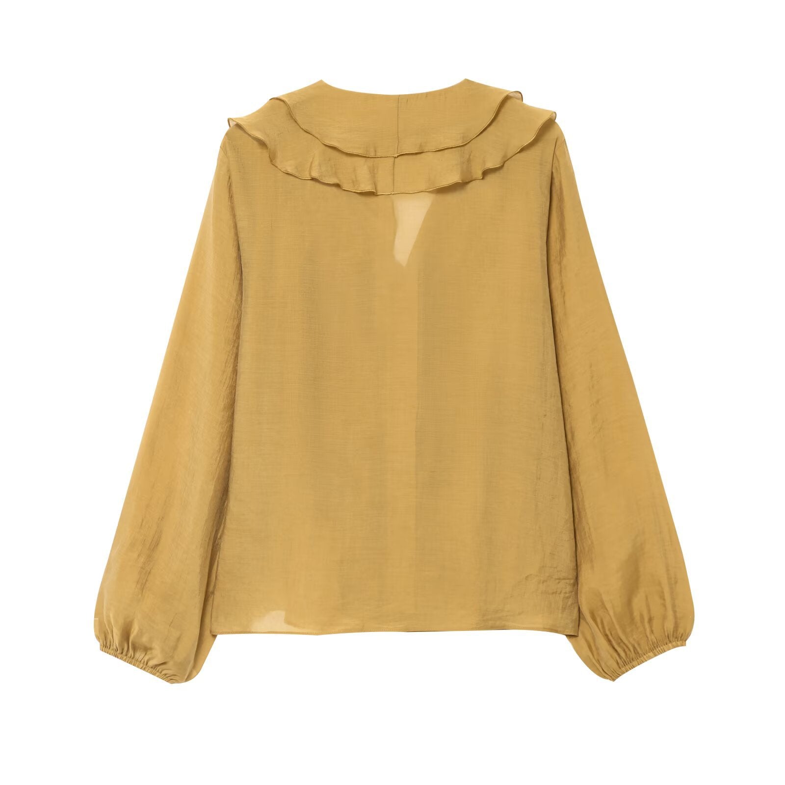Stacked decorative long sleeved V-neck shirt top for women