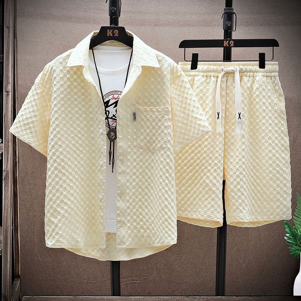 Men's summer suit short sleeved T-shirt shorts sports suit loose casual suit handsome outfit