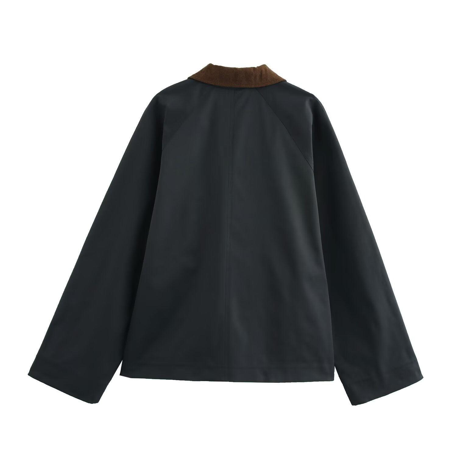 Fashionable breasted corduroy collar leather jacket