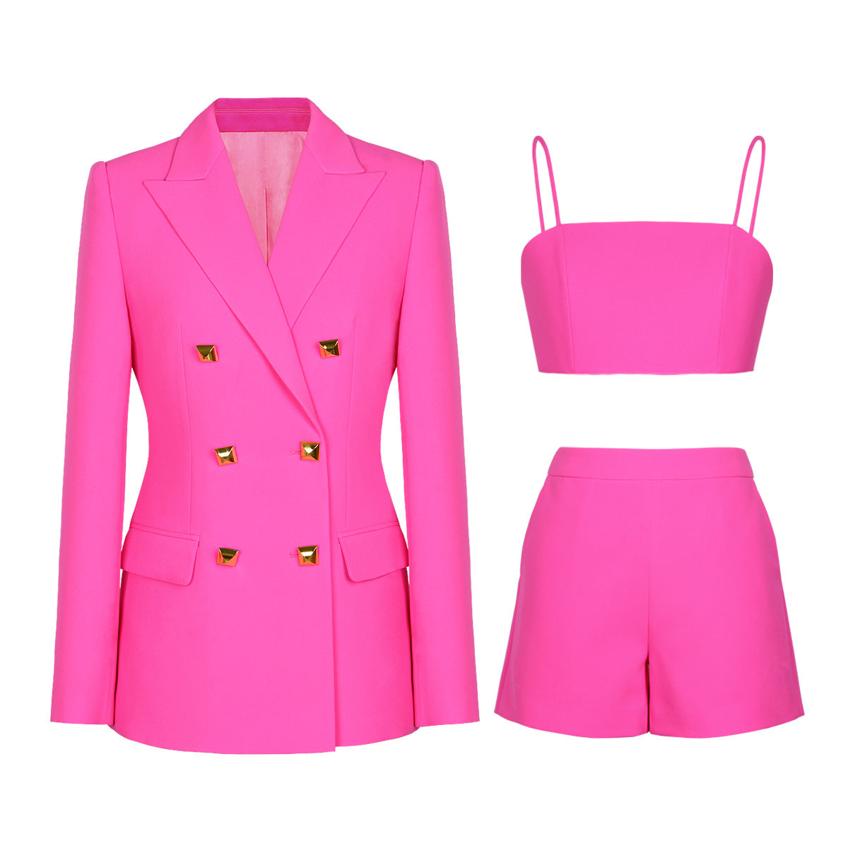 Temperament Commuting Fashion Professional Women's Suit Strap Shorts 3-Piece Set