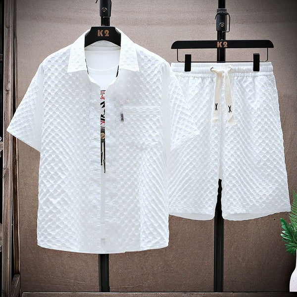 Men's summer suit short sleeved T-shirt shorts sports suit loose casual suit handsome outfit