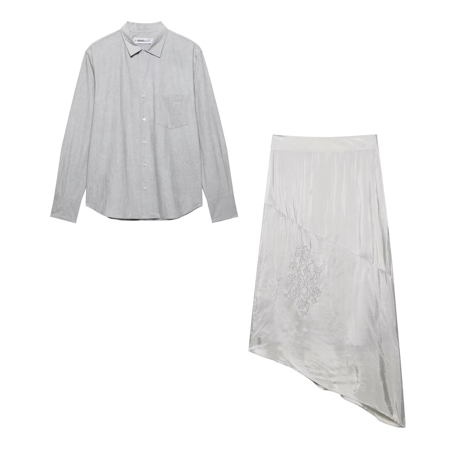 Women's shirt top+embroidered skirt set