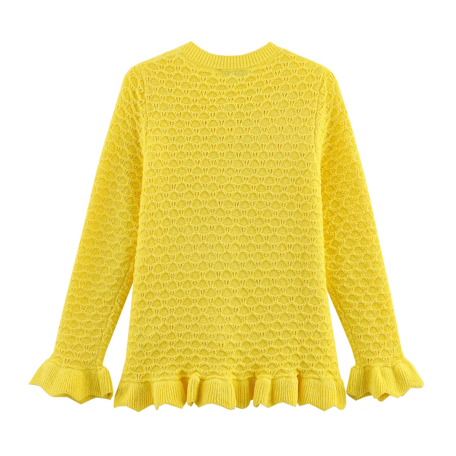 Lace embellished single breasted knitted sweater top jacket for women