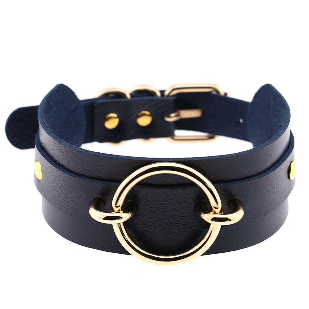 Exaggerated PU Leather Collar Neck Cover Wild O-shaped Necklace Neck Chain