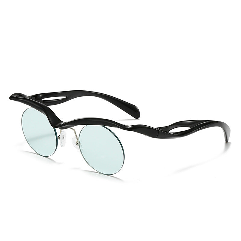 New Sunglasses Women's Round Frame Sunglasses Men's Trendy Ins Alien Half Frame Eyebrow Personalized Sunglasses