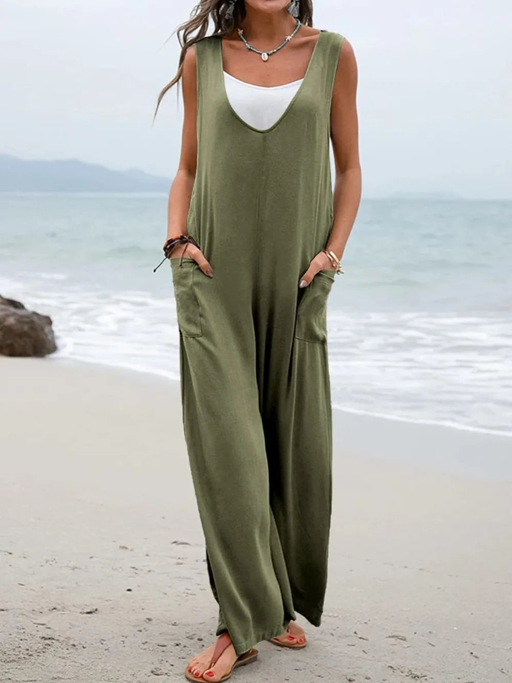 Spring and summer style women's jumpsuit sleeveless women's jumpsuit