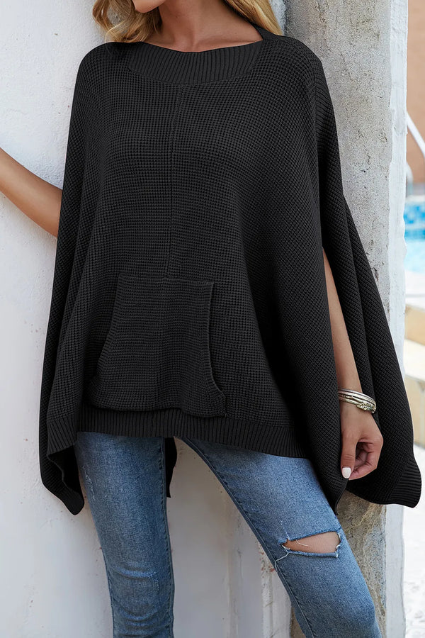 Solid color casual style plus size women's knitted sweater