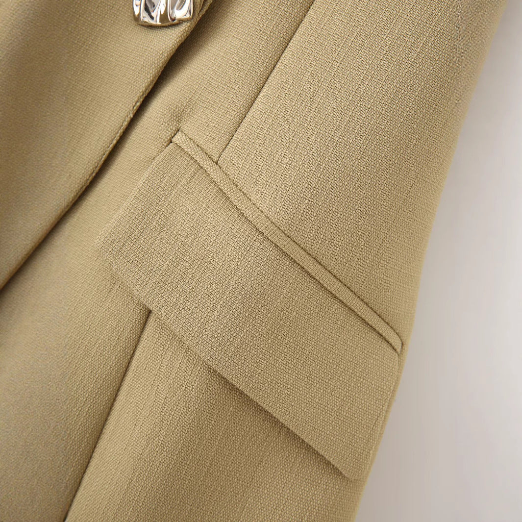 Women's European and American lapel sleeveless back hollow waist cinched suit vest