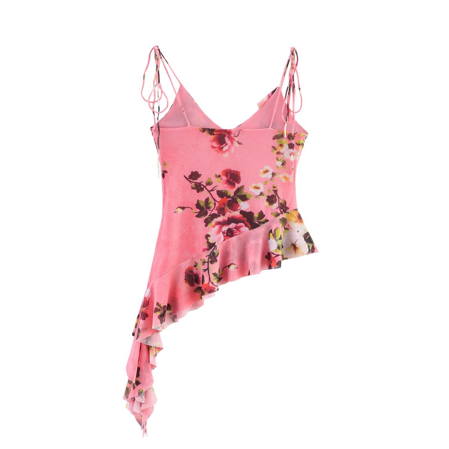 Fashion printed silk mesh camisole top+long skirt set for women