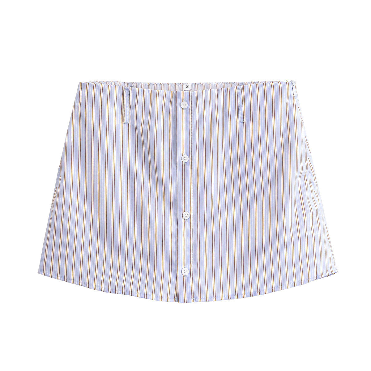 Loose silk striped shirt+short skirt set for women