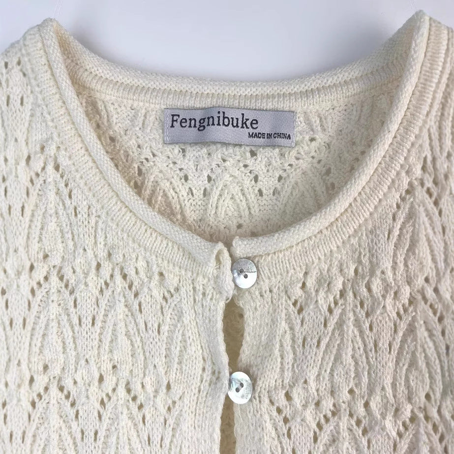 Splicing short skirt hem knit sweater jacket for women