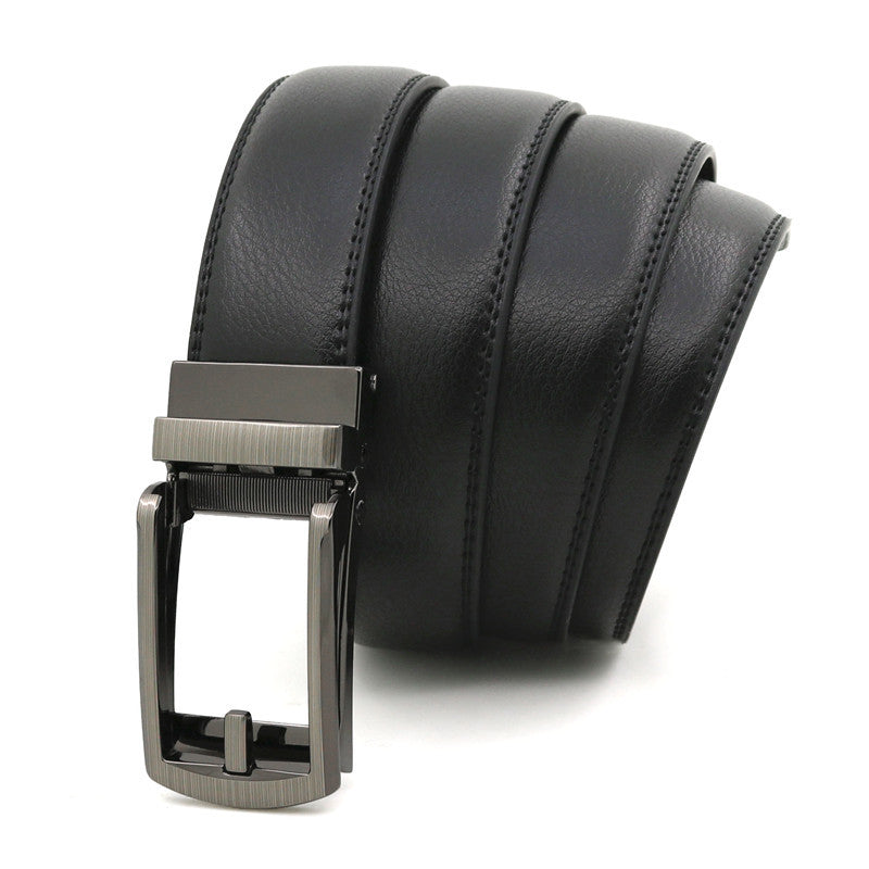 Men's Click Belt fake needle belt automatic buckle two-layer cowhide leather belt