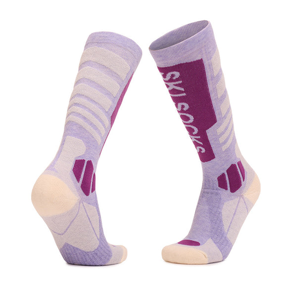 Merino wool skiing socks women's high tube hiking socks anti slip and warm outdoor sports socks