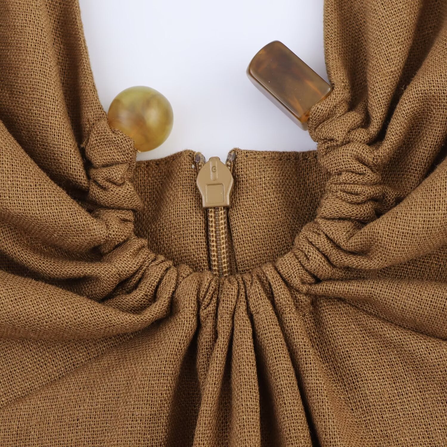 Wrinkled hollow hanging neck lace up dress for women