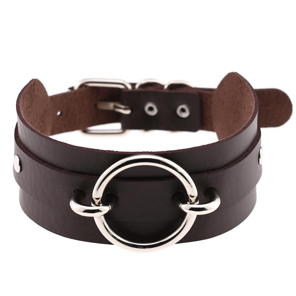 Exaggerated PU Leather Collar Neck Cover Wild O-shaped Necklace Neck Chain