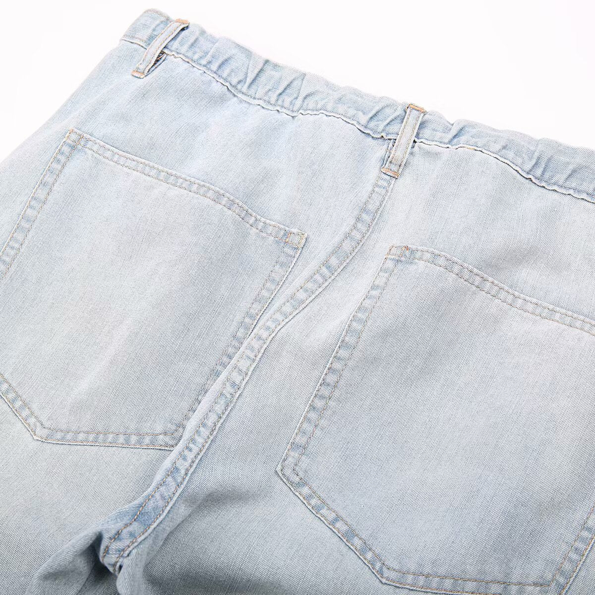 Women's lace up washed wide leg long jeans