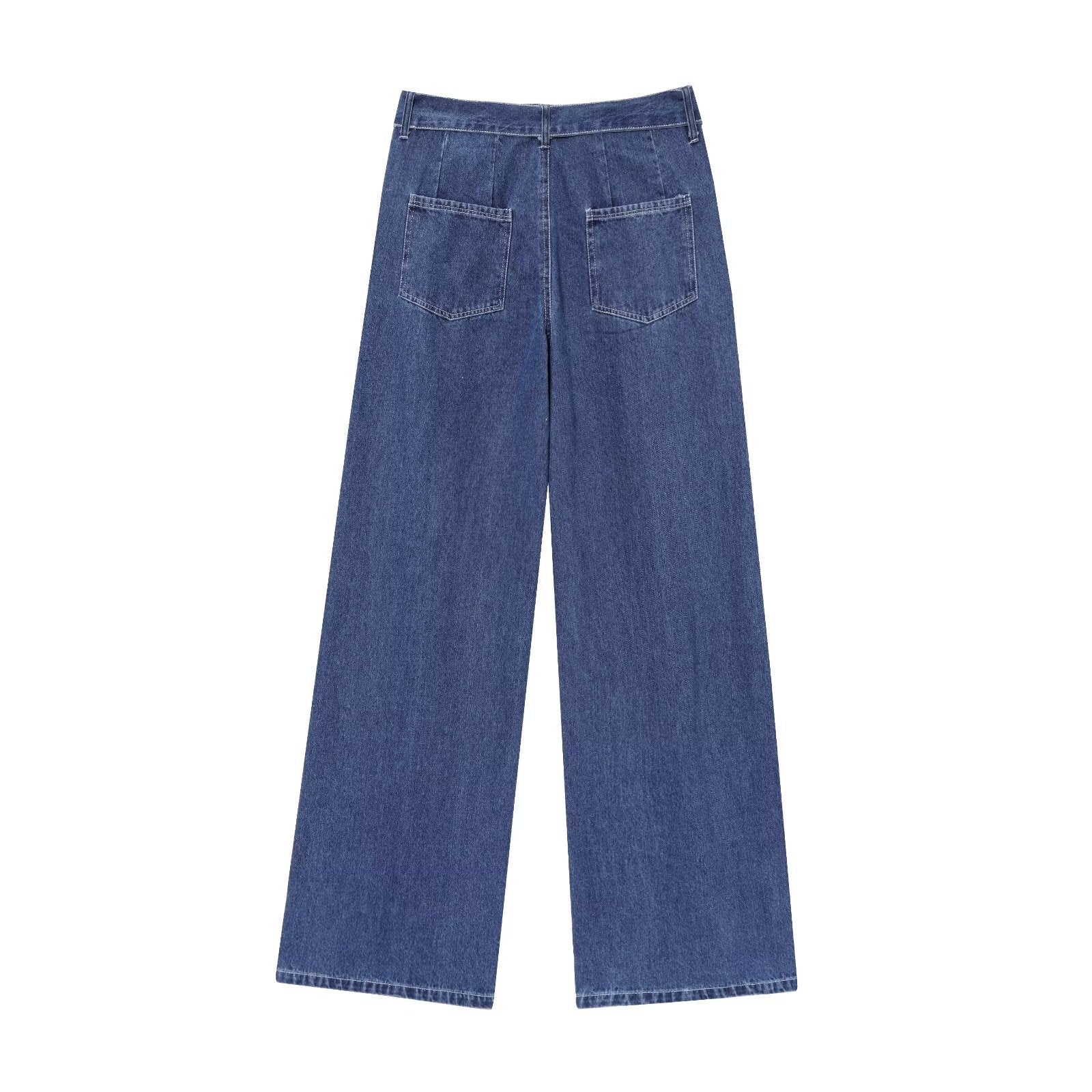 Women's long and wide leg jeans with waistband