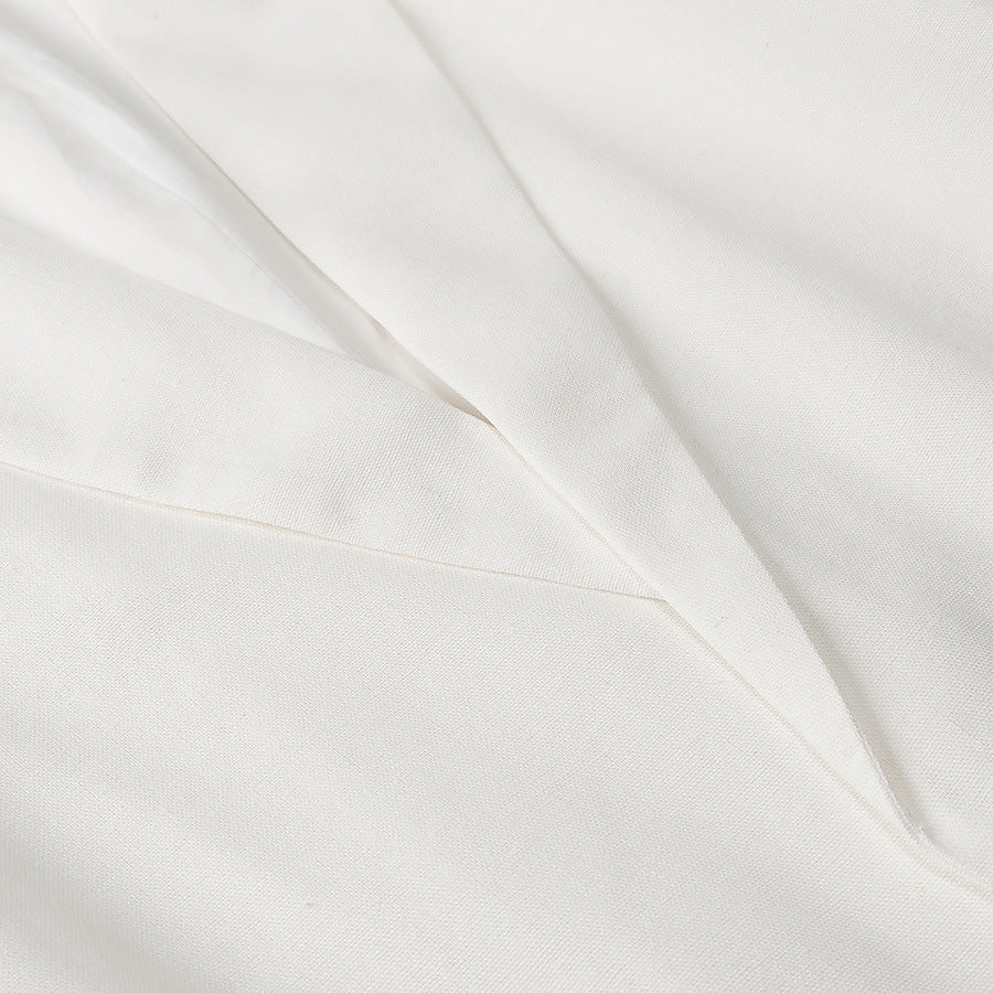 Fashionable buttonless collar linen suit jacket