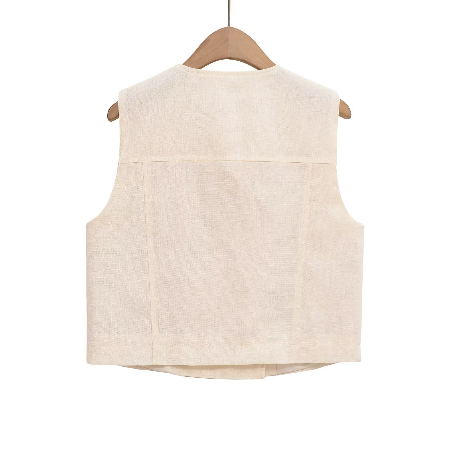 Double breasted sleeveless vest+casual shorts set for women
