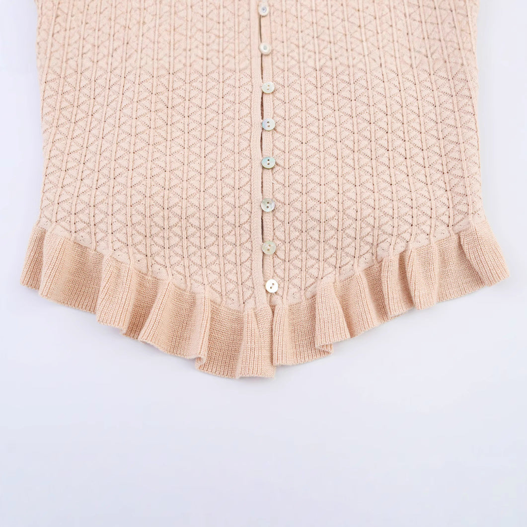 Single breasted knitted camisole vest for women
