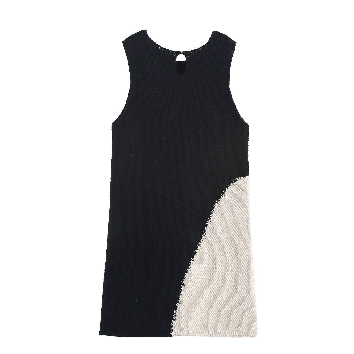 Round neck sleeveless contrasting knit dress for women