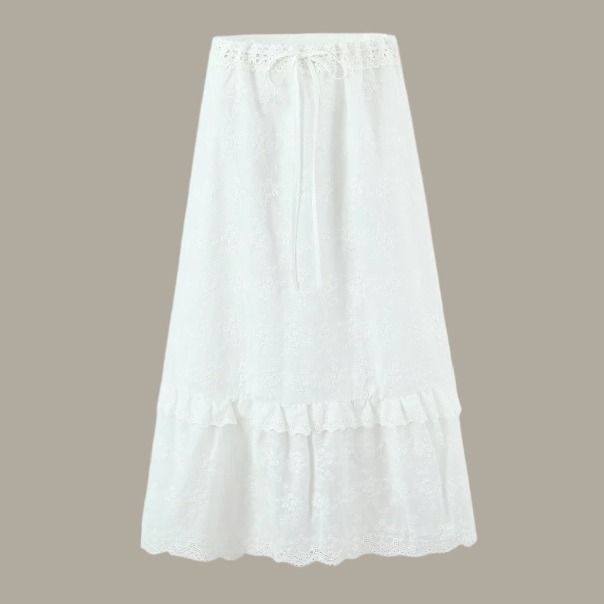 Lace embroidery splicing A-line cake skirt for women