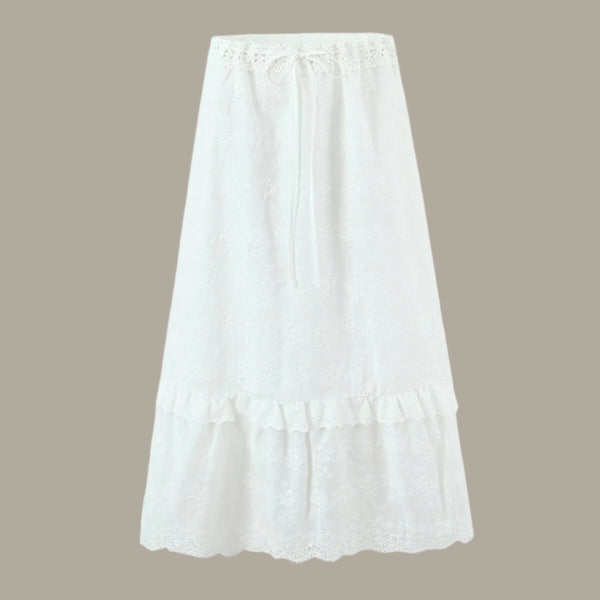 Lace embroidery splicing A-line cake skirt for women