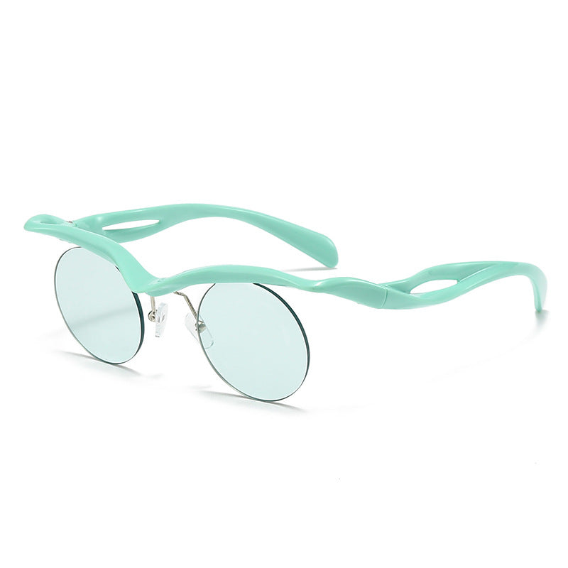 New Sunglasses Women's Round Frame Sunglasses Men's Trendy Ins Alien Half Frame Eyebrow Personalized Sunglasses