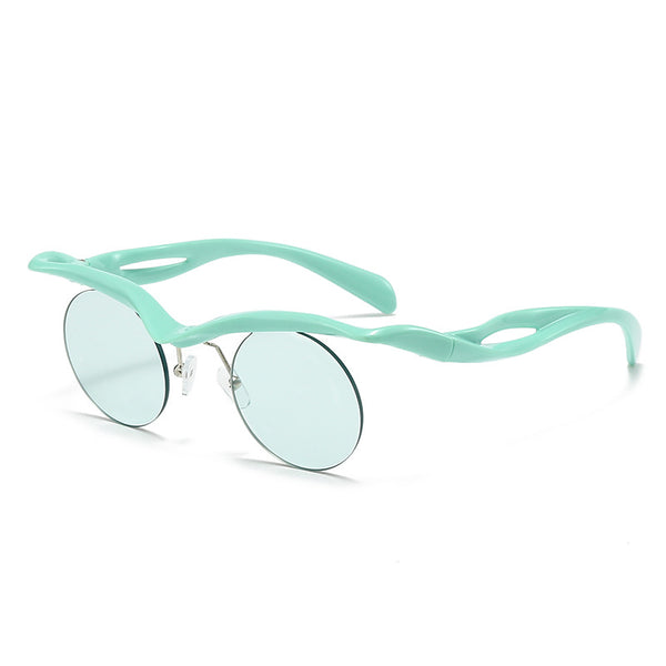 New Sunglasses Women's Round Frame Sunglasses Men's Trendy Ins Alien Half Frame Eyebrow Personalized Sunglasses