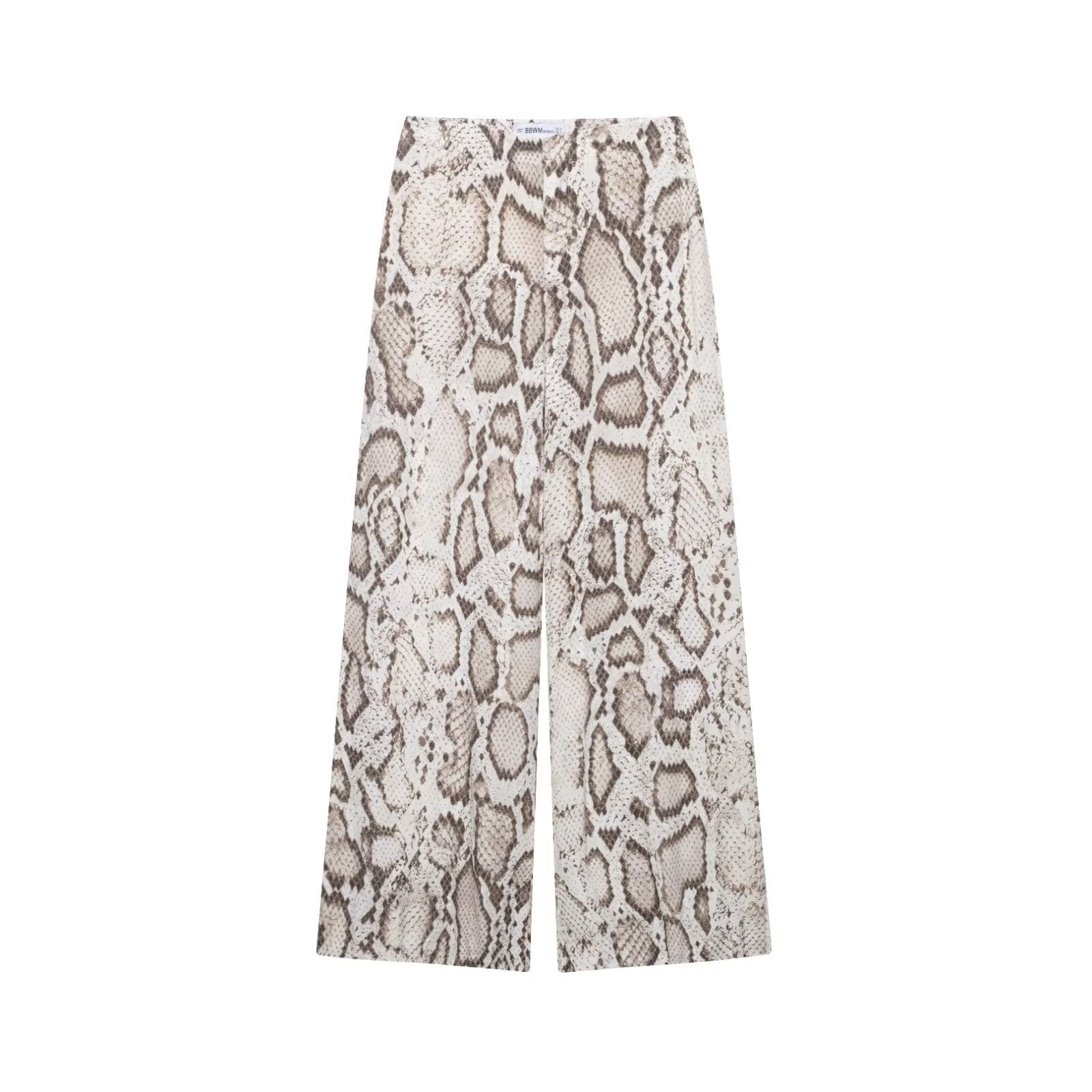 Women's European and American style flared sleeve printed shirt+casual pants set