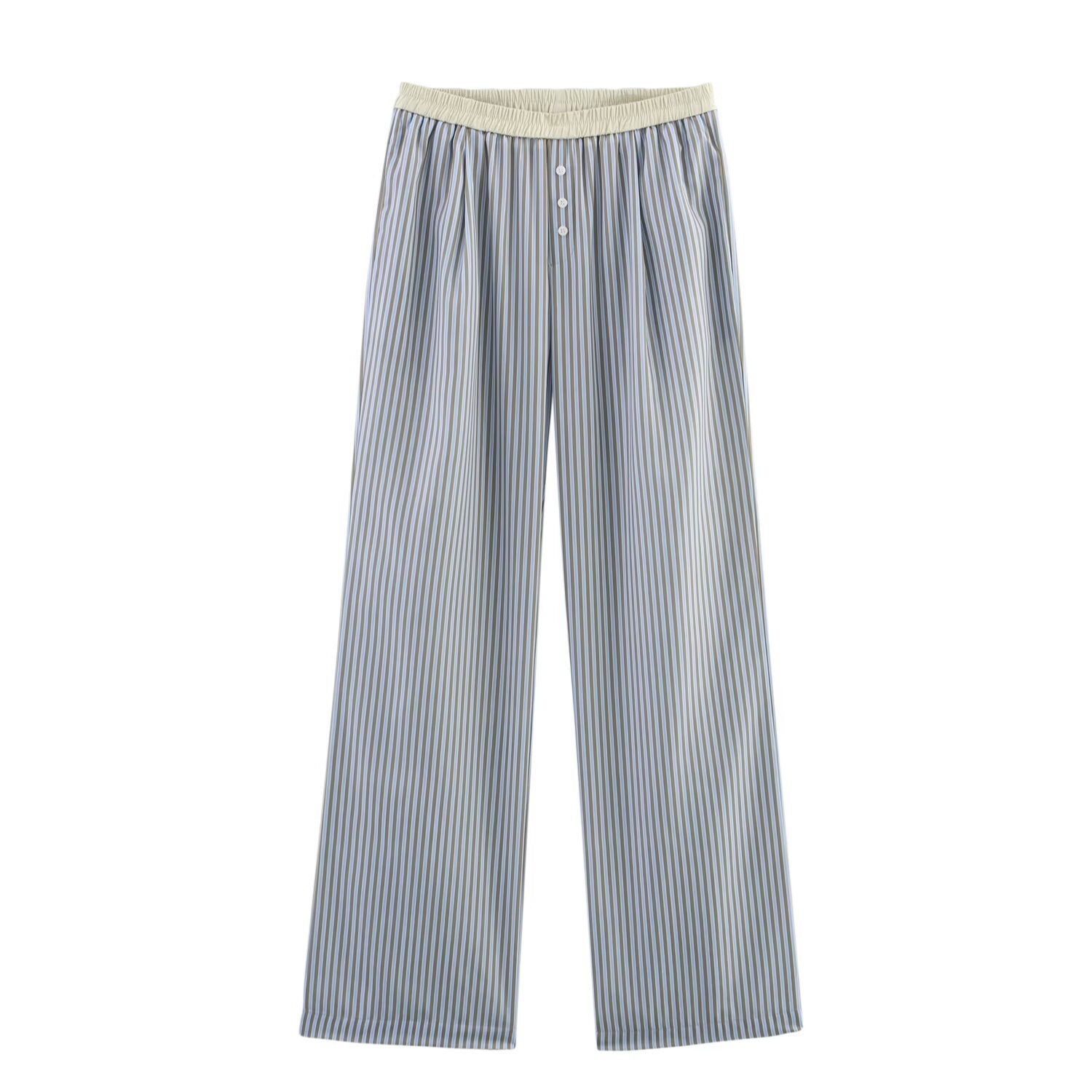 Fashion casual striped halter neck vest style top+pants set for women