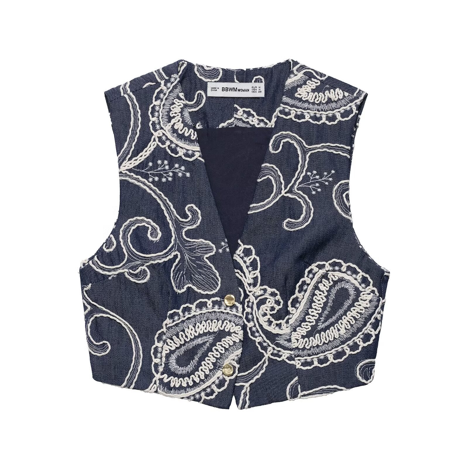 Women's European and American style embroidered short vest+embroidered skirt pants set