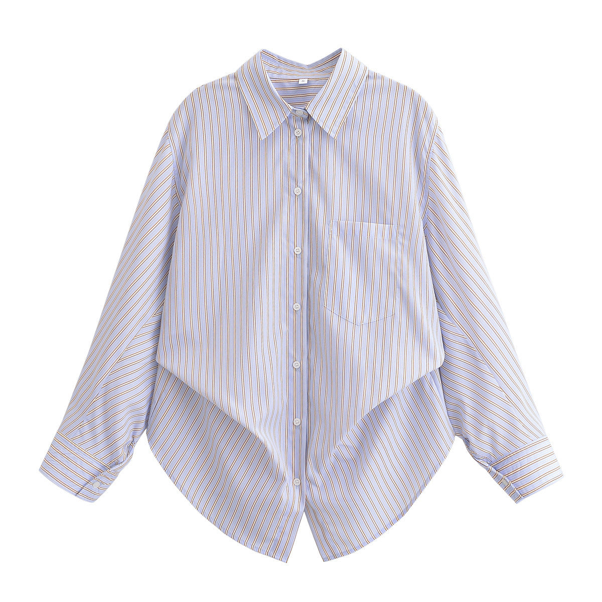 Loose silk striped shirt+short skirt set for women