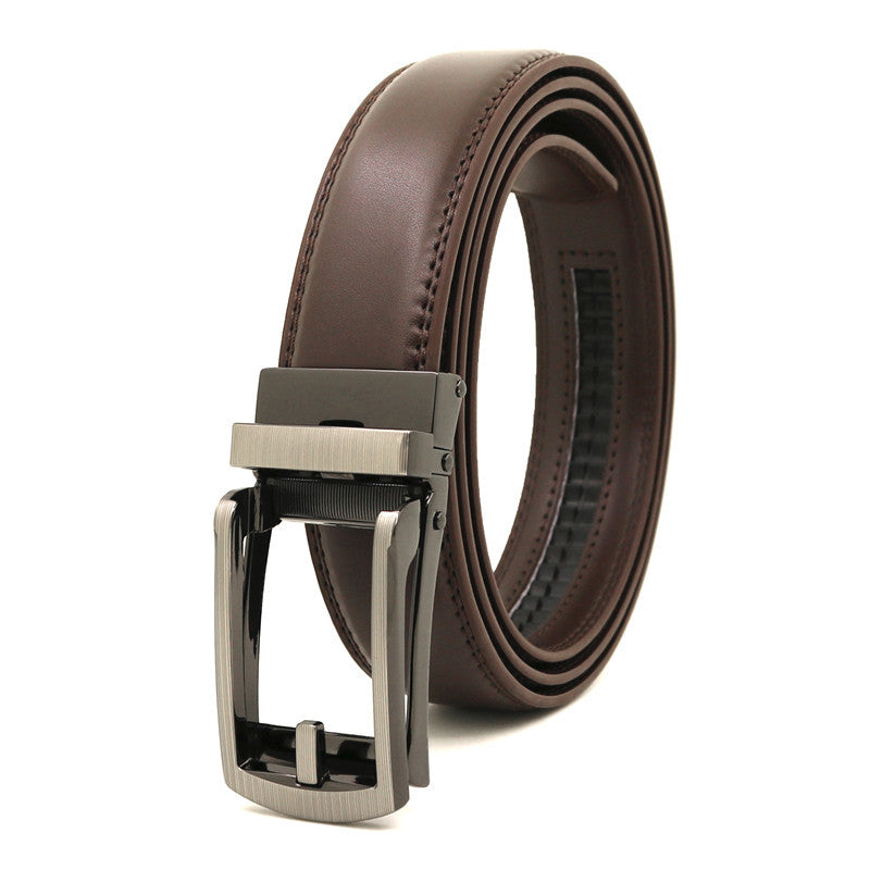 Men's Click Belt fake needle belt automatic buckle two-layer cowhide leather belt