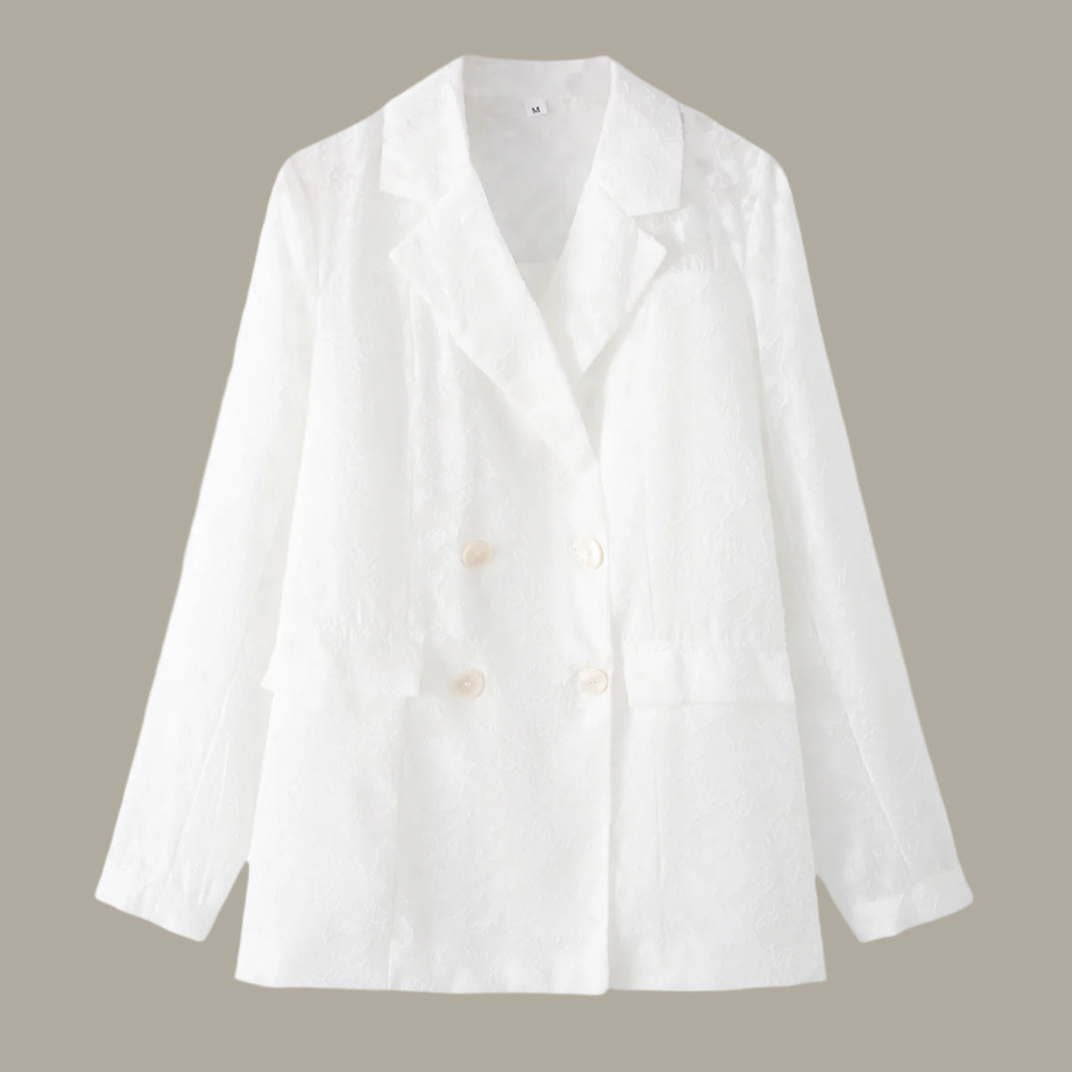 Women's European and American style lapel long sleeved double breasted semi transparent chiffon suit