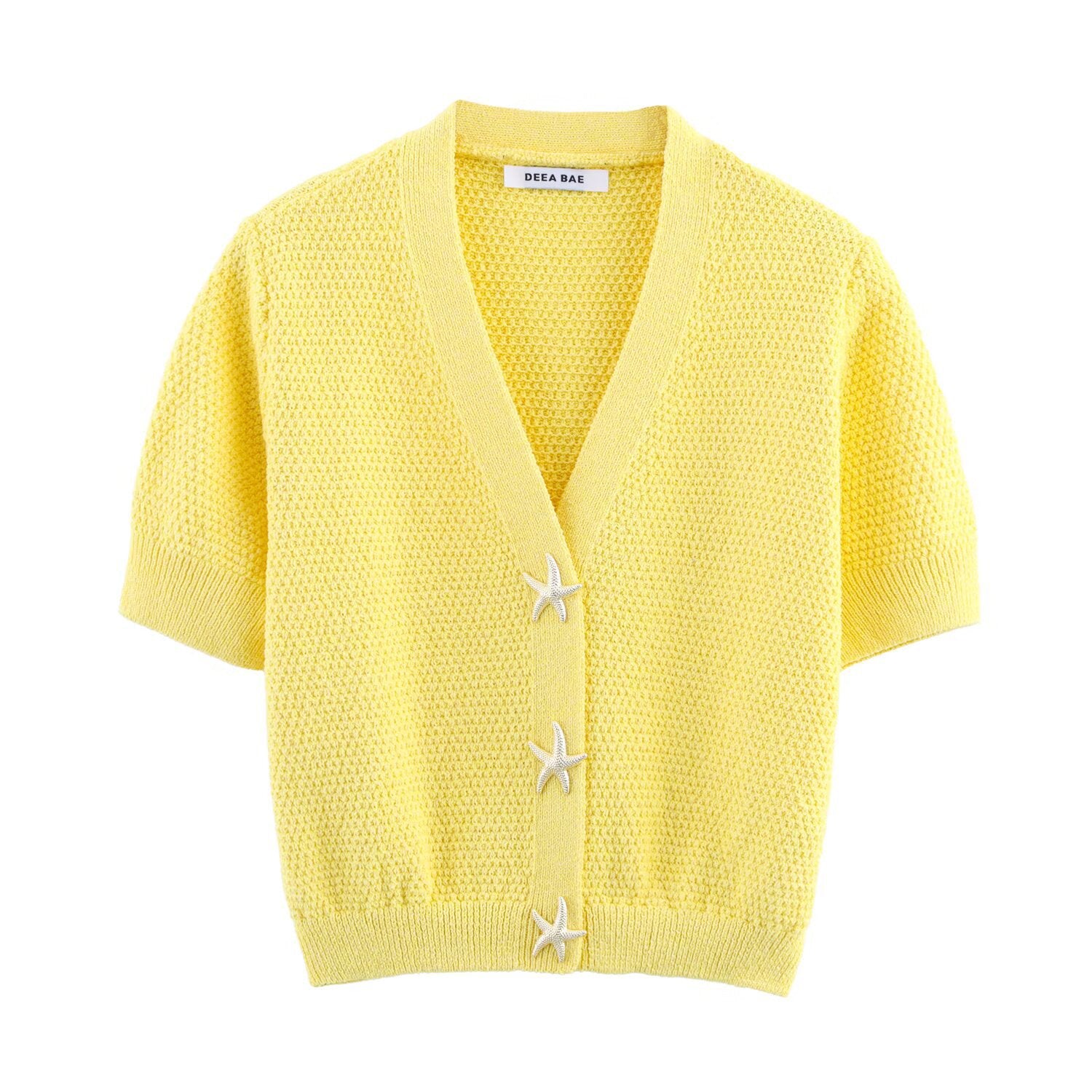 Fashion V-neck star button knit jacket for women
