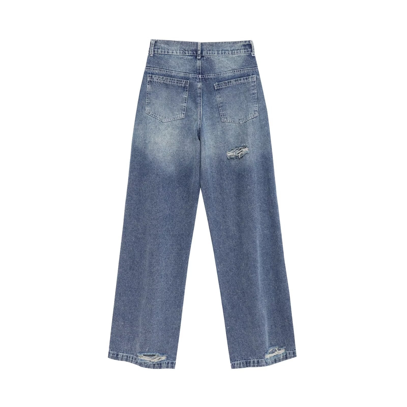 Old ripped long jeans for women