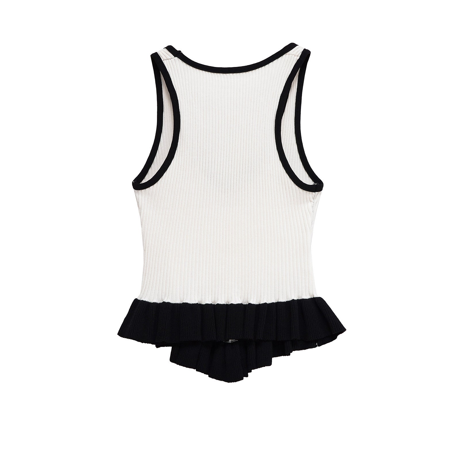 Color blocking patchwork hem knitted T-shirt top for women