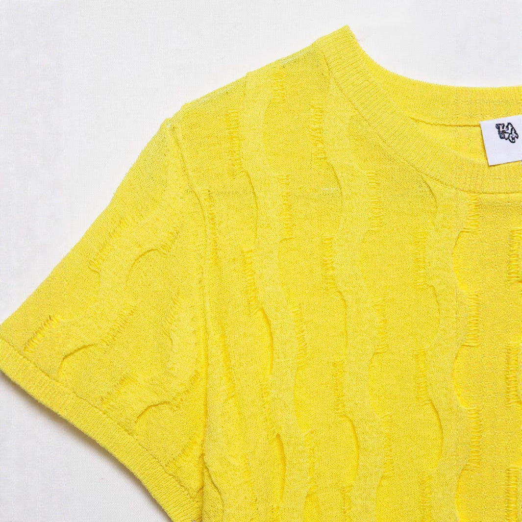 Round neck short sleeved knitted T-shirt top for women