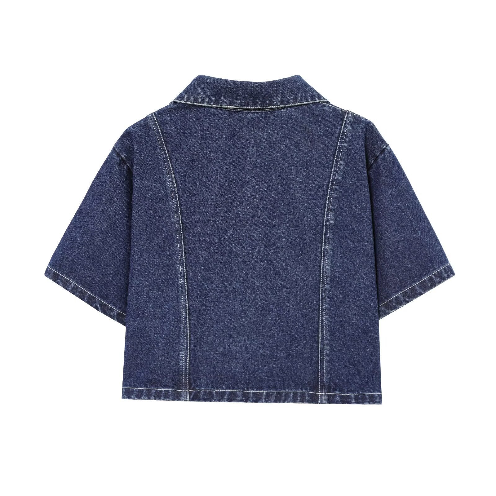 Denim top+irregular skirt and pants set for women